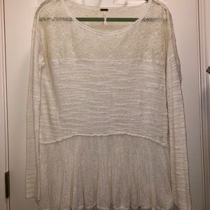 Free People White Long Sleeve Blouse